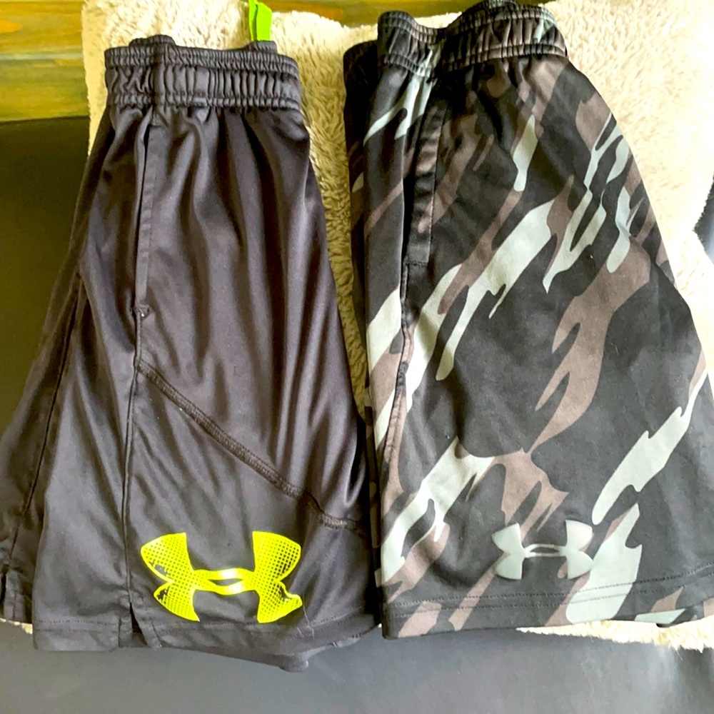 2 pair of boys UA athletic shorts